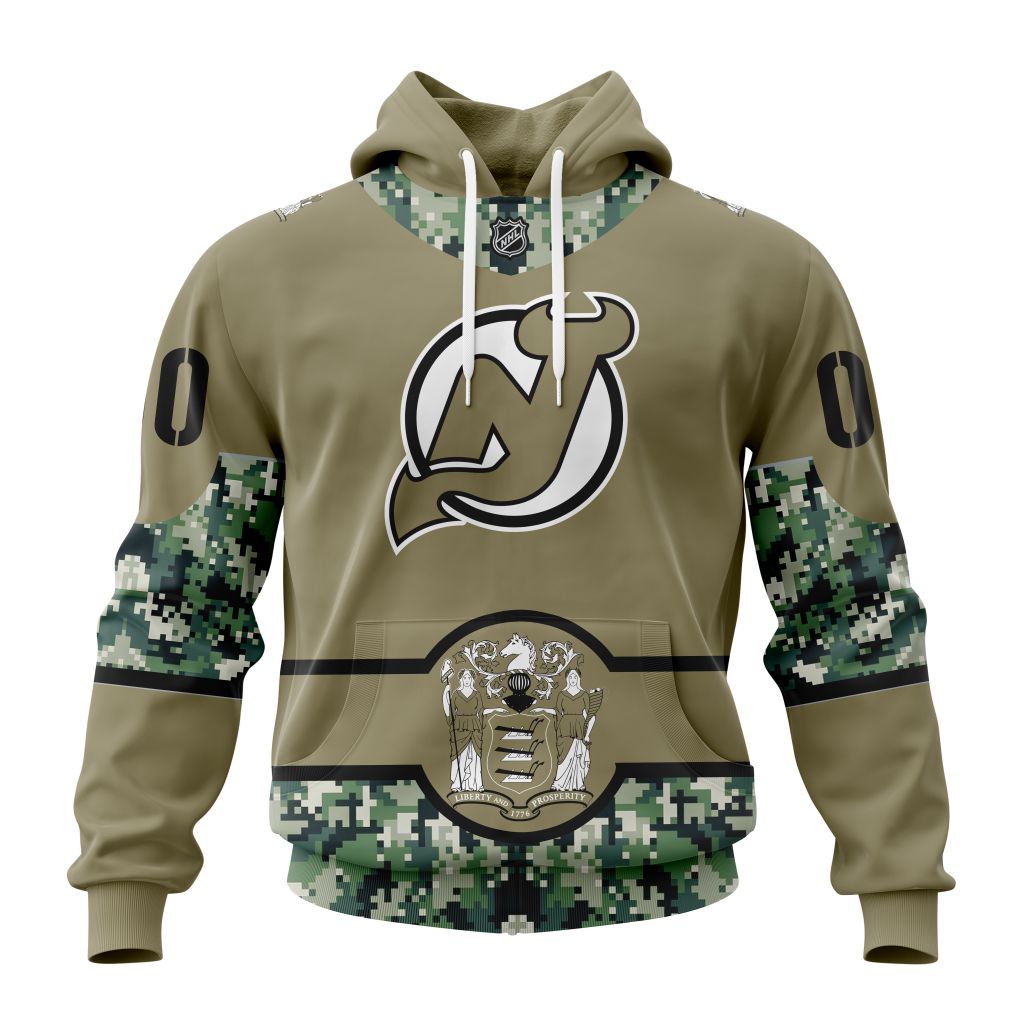 Personalized Nhl New Jersey Devils Military Camo With City Or State Flag Pullover Hoodie