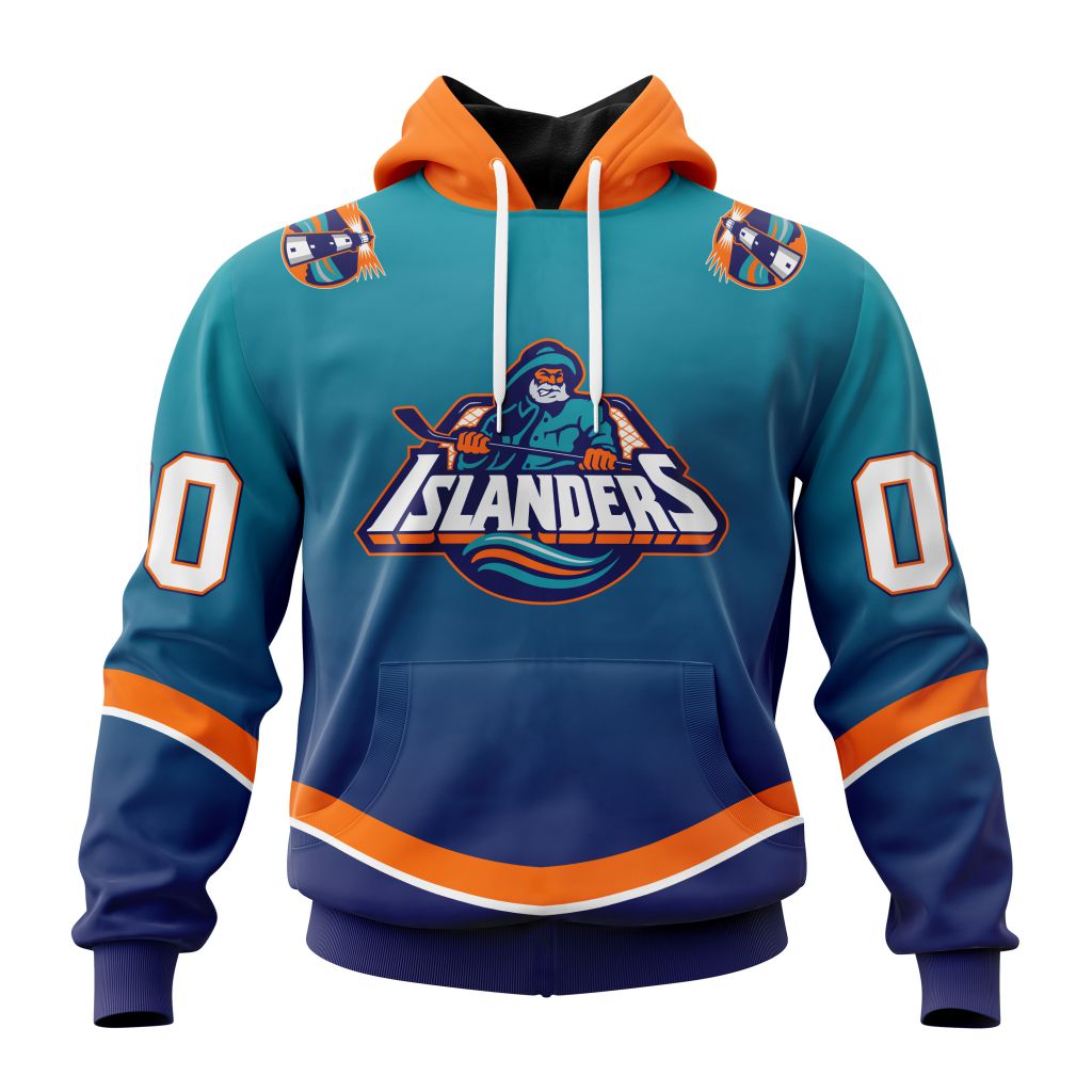 Personalized Nhl New York Islanders Special Retro Gradient Design Pullover Hoodie