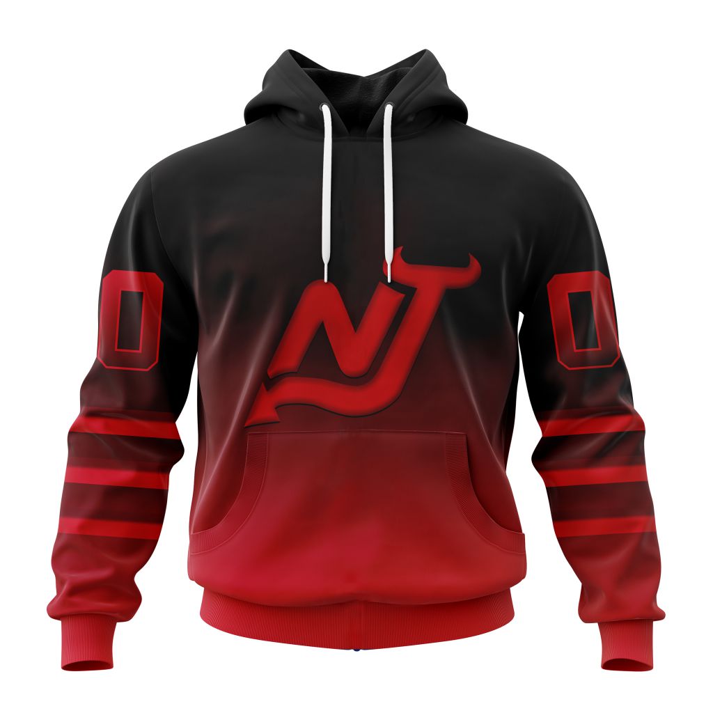 Personalized Nhl New Jersey Devils Special Retro Gradient Design Pullover Hoodie