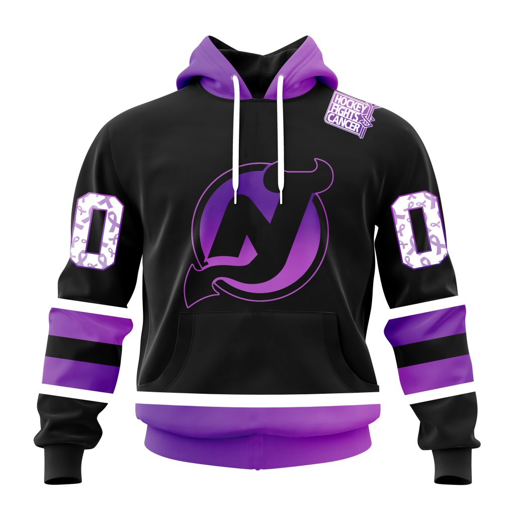 Personalized Nhl New Jersey Devils Special Black Hockey Fights Cancer Pullover Hoodie