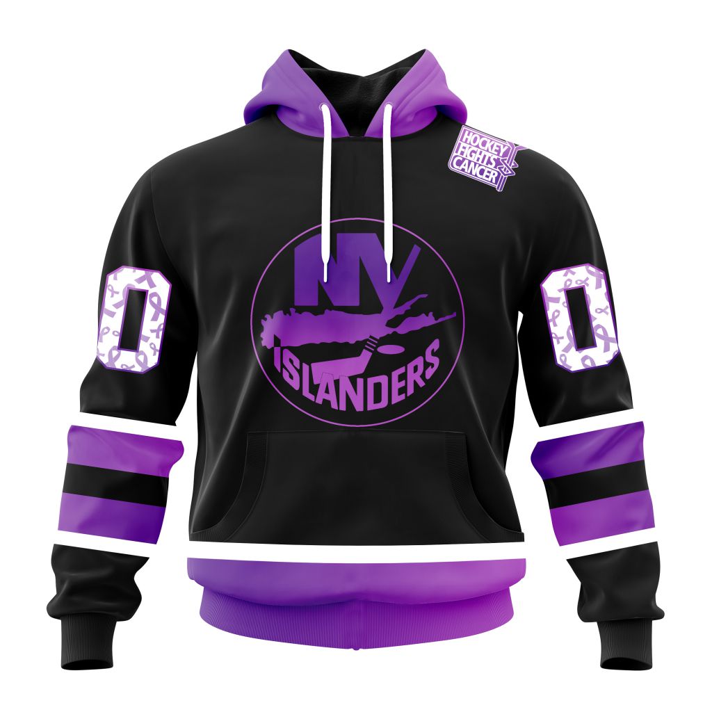 Personalized Nhl New York Islanders Special Black Hockey Fights Cancer Pullover Hoodie