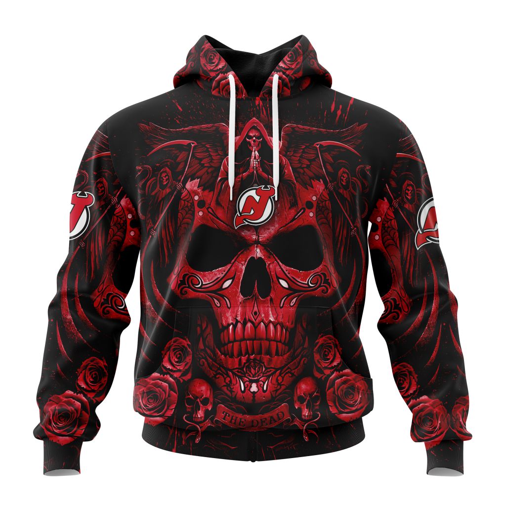Personalized Nhl New Jersey Devils Special Design With Skull Art Pullover Hoodie