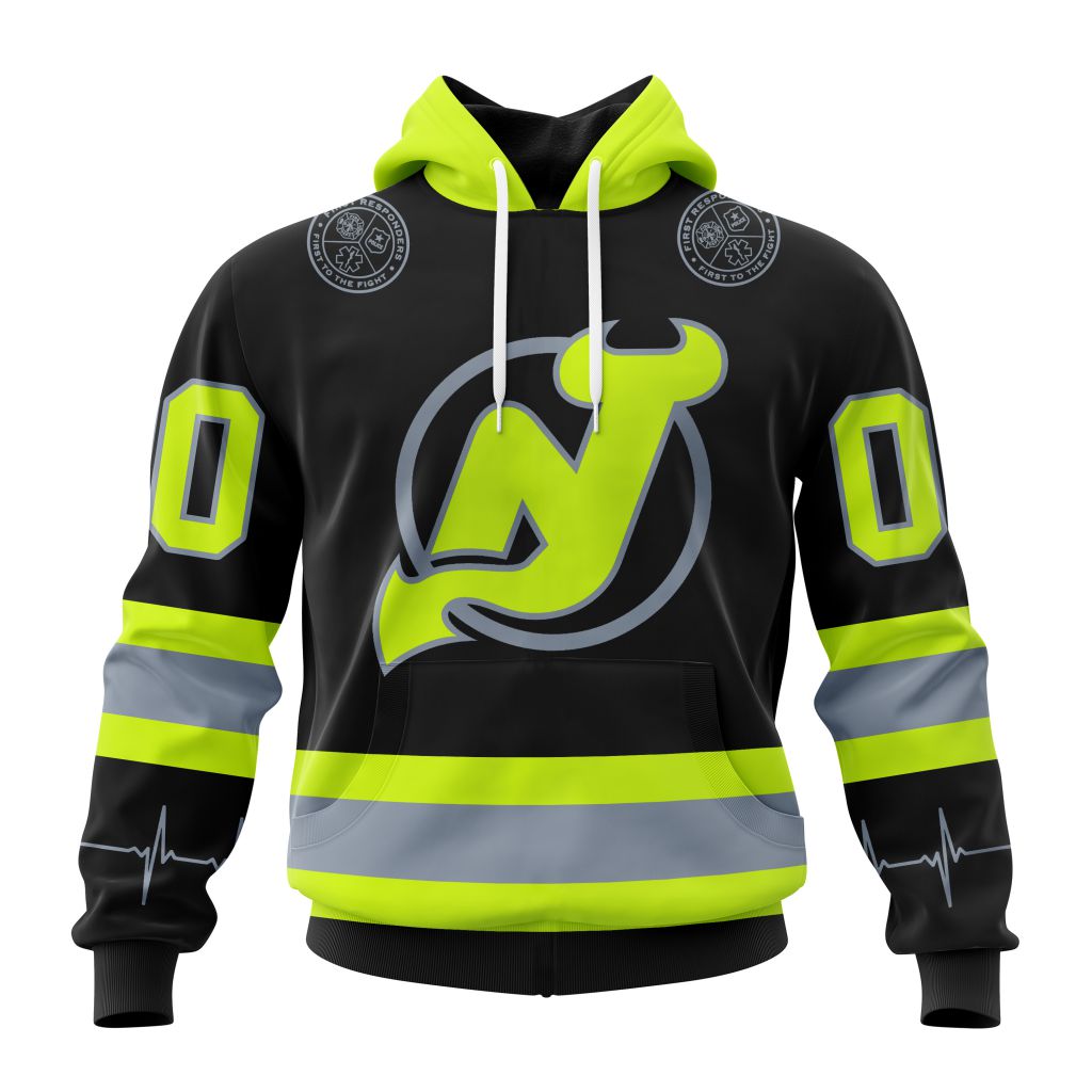 Personalized Nhl New Jersey Devils Specialized Kits With Firefighter Uniforms Color Pullover Hoodie