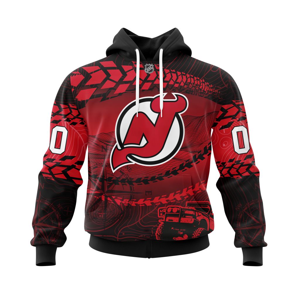 Personalized Nhl New Jersey Devils Specialized Off Road Style Pullover Hoodie