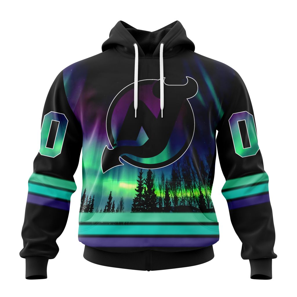 Personalized Nhl New Jersey Devils Special Design With Northern Lights Pullover Hoodie