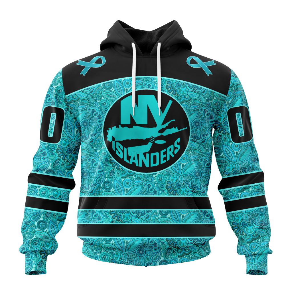 Personalized Nhl New York Islanders Special Design Fight Ovarian Cancer Pullover Hoodie
