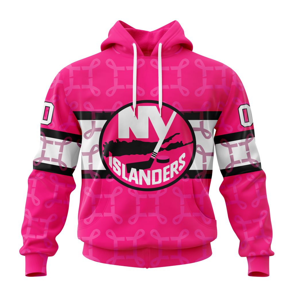 Personalized Nhl New York Islanders I Pink I Can In October We Wear Pink Breast Cancer Pullover Hoodie