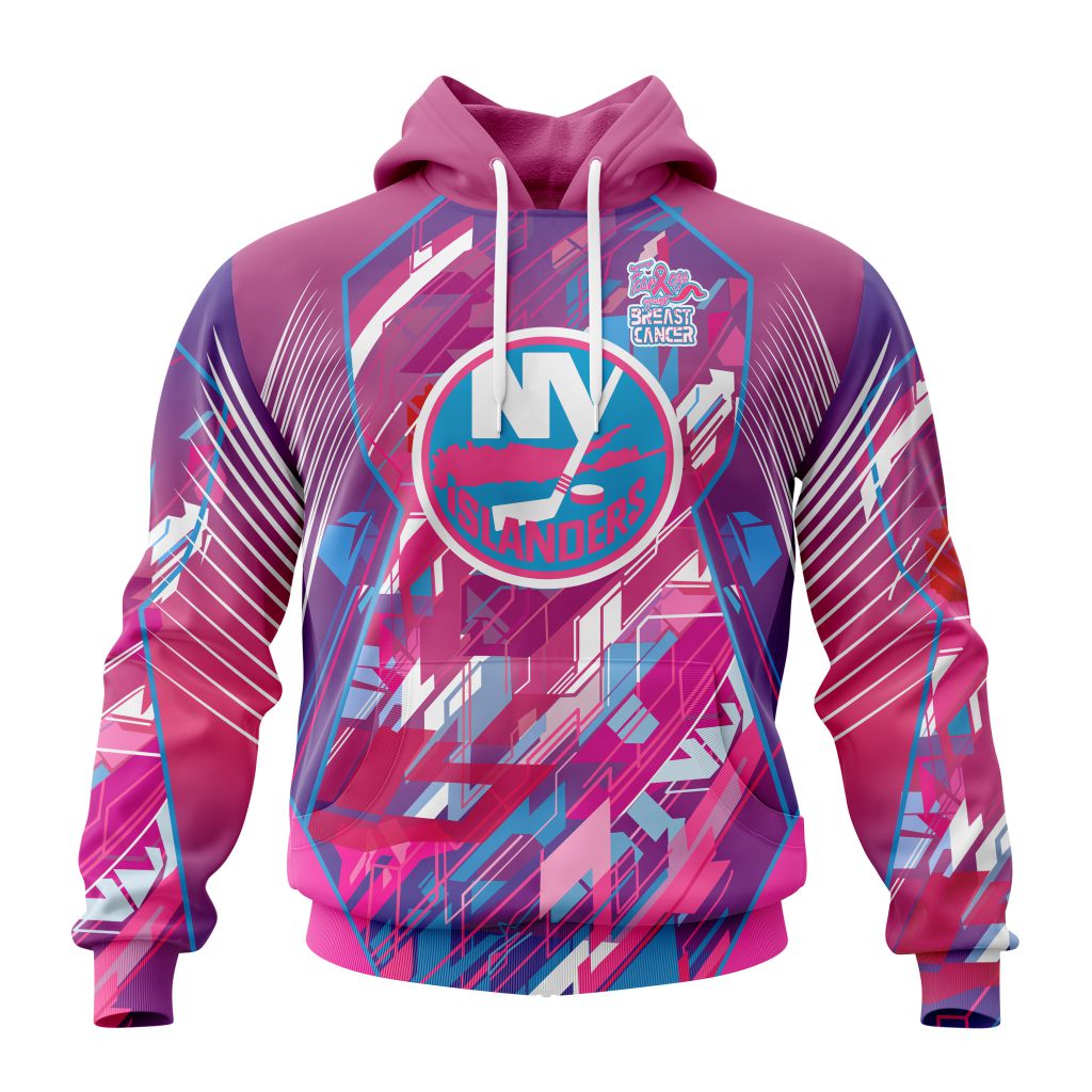 Personalized Nhl New York Islanders I Pink I Can Fearless Again Breast Cancer Pullover Hoodie