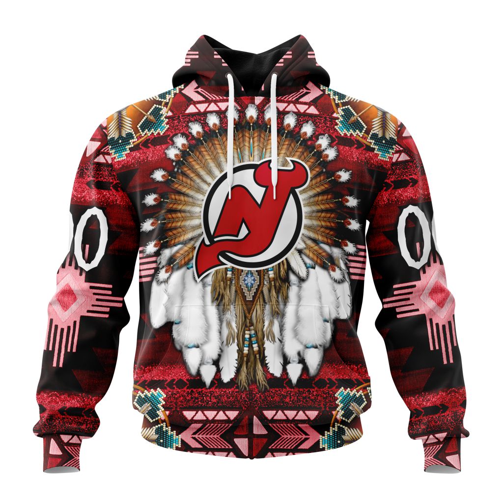 Personalized Nhl New Jersey Devils Special Native Costume Design Pullover Hoodie