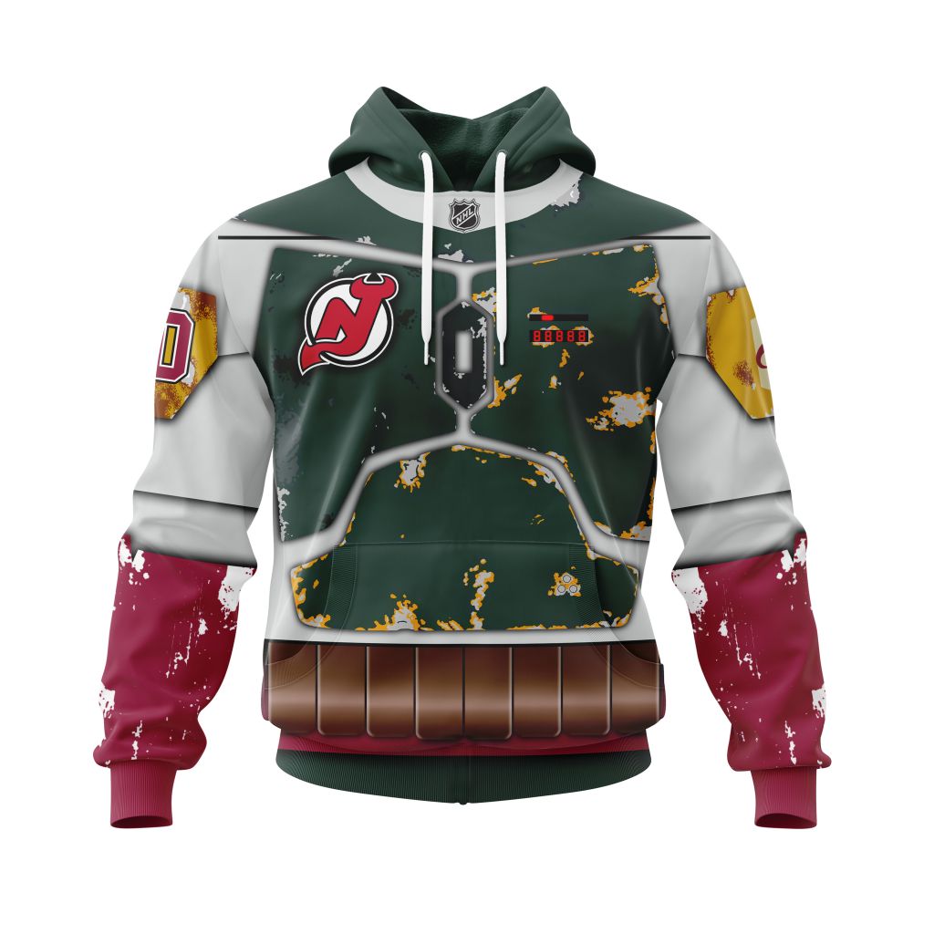 Personalized Nhl New Jersey Devils X Boba Fett Armor Pullover Hoodie