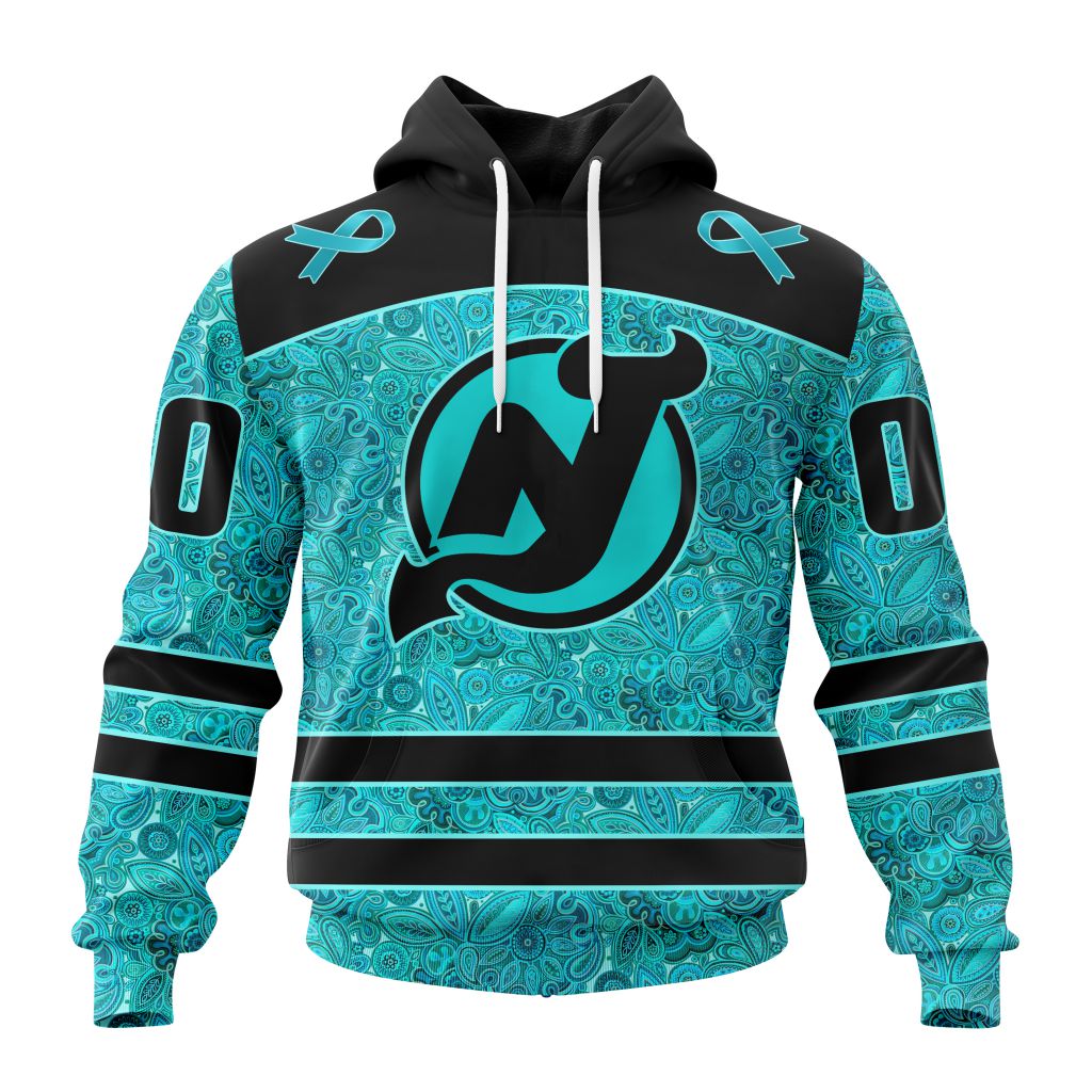 Personalized Nhl New Jersey Devils Special Design Fight Ovarian Cancer Pullover Hoodie
