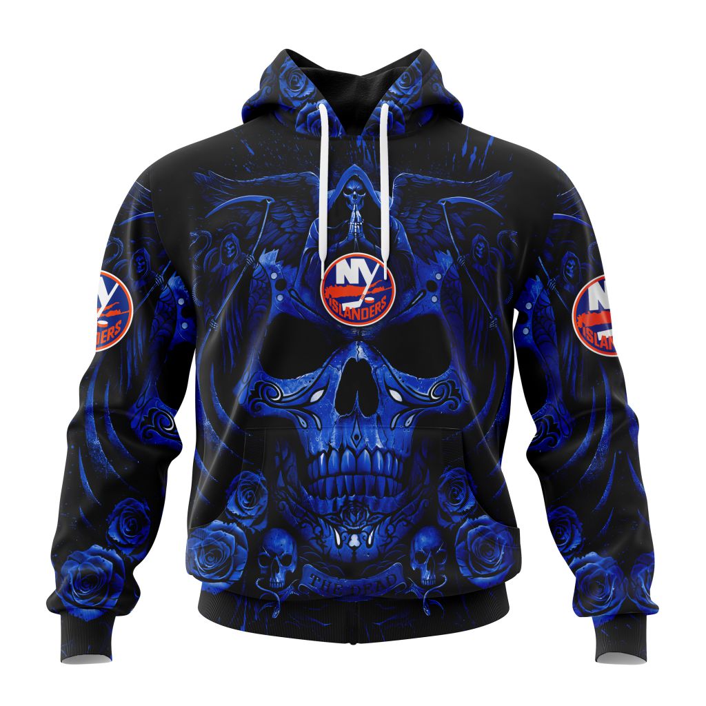 Personalized Nhl New York Islanders Special Design With Skull Art Pullover Hoodie