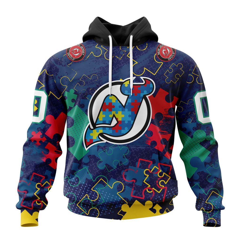 Personalized Nhl New Jersey Devils Specialized Fearless Against Autism Pullover Hoodie