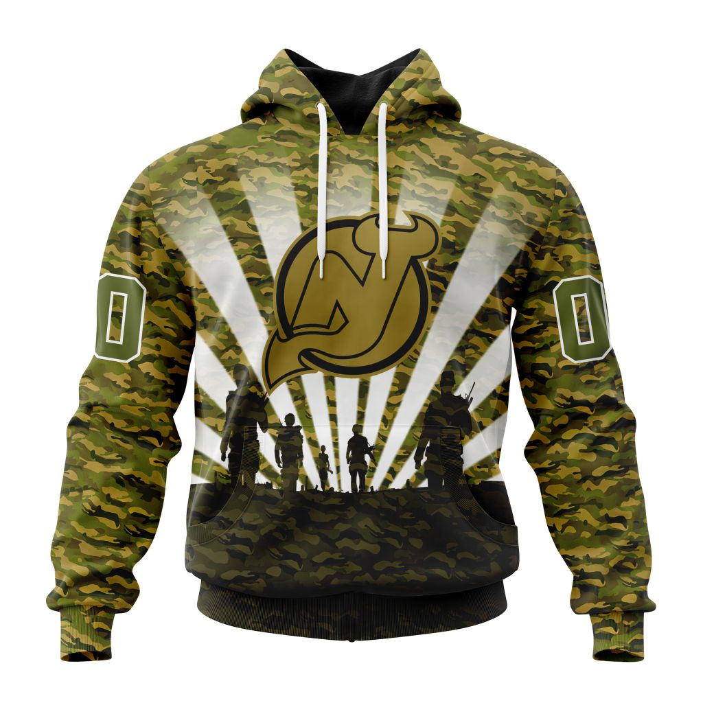 Personalized Nhl New Jersey Devils Military Camo Kits For Veterans Day And Rememberance Day Pullover Hoodie