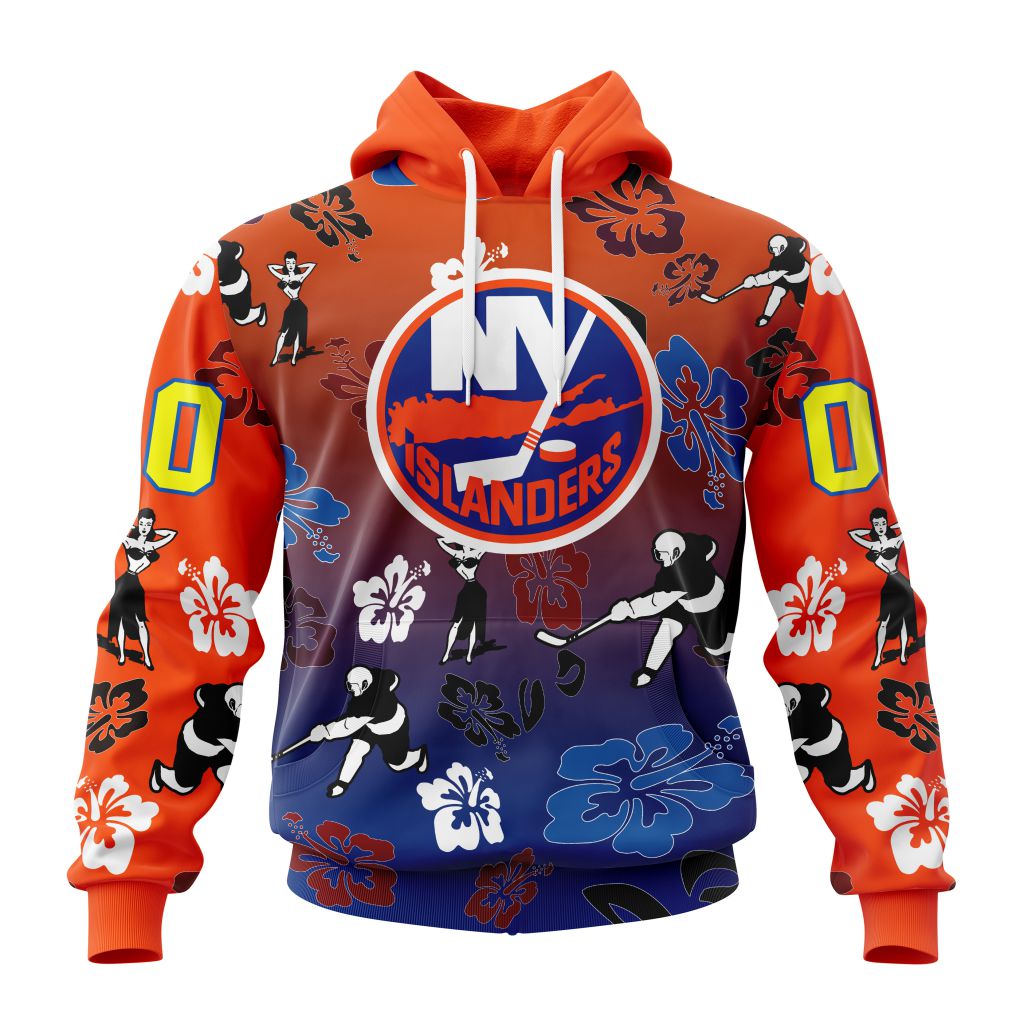 Personalized Nhl New York Islanders Hawaiian Style Design For Fans Pullover Hoodie