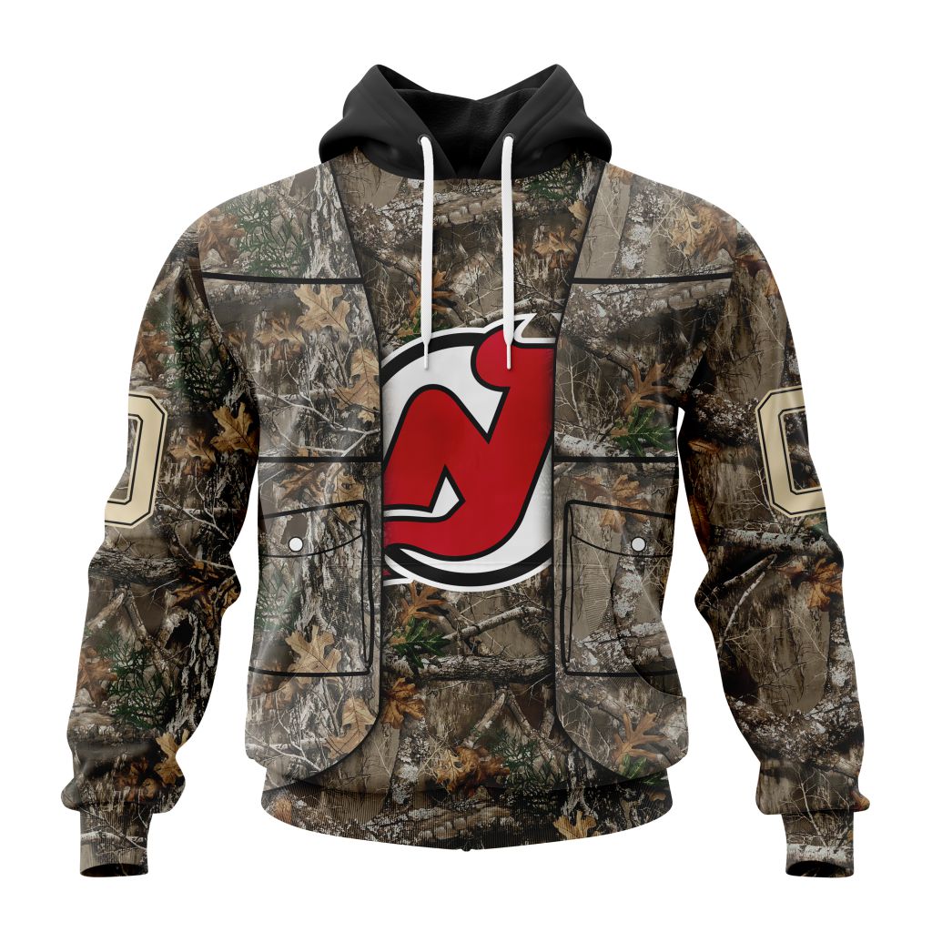 Personalized Nhl New Jersey Devils Vest Kits With Realtree Camo Pullover Hoodie