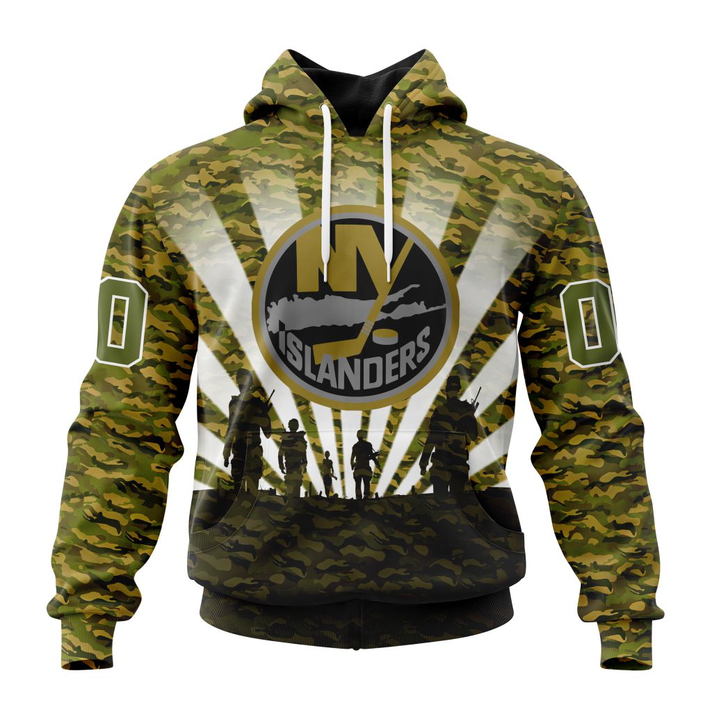 Personalized Nhl New York Islanders Military Camo Kits For Veterans Day And Rememberance Day Pullover Hoodie
