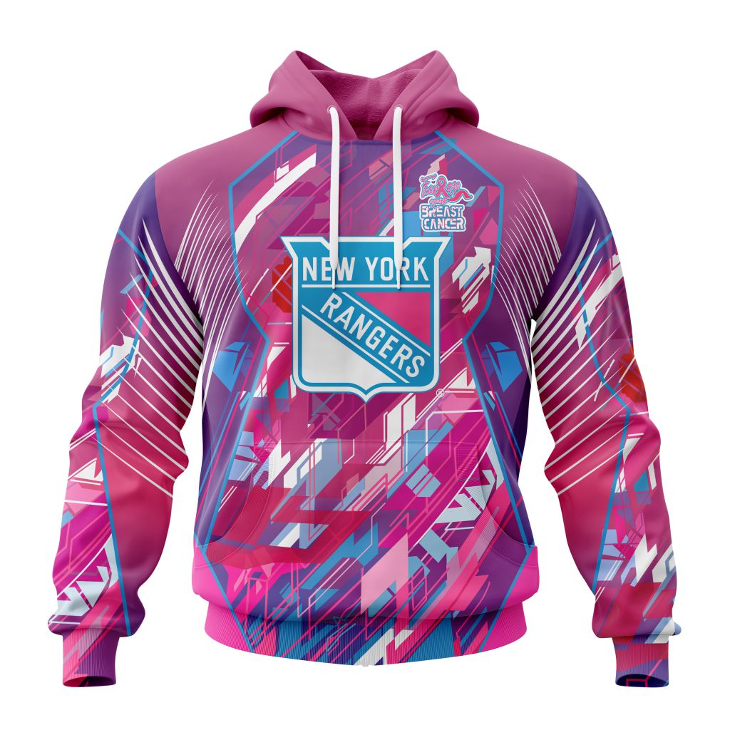 Personalized Nhl New York Rangers I Pink I Can Fearless Again Breast Cancer Pullover Hoodie