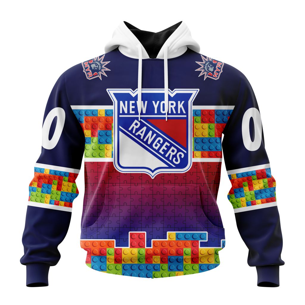 Personalized Nhl New York Rangers Autism Awareness Design Hoodie