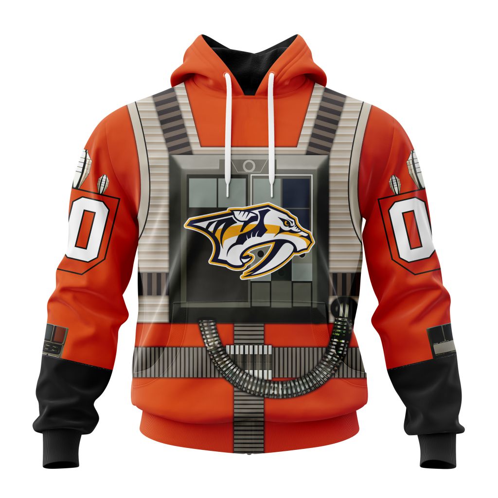 Personalized Nhl Nashville Predators Star Wars Rebel Pilot Design Pullover Hoodie