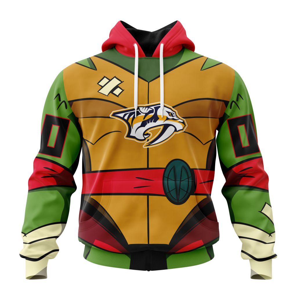 Personalized Nhl Nashville Predators Teenage Mutant Ninja Turtles Design Pullover Hoodie