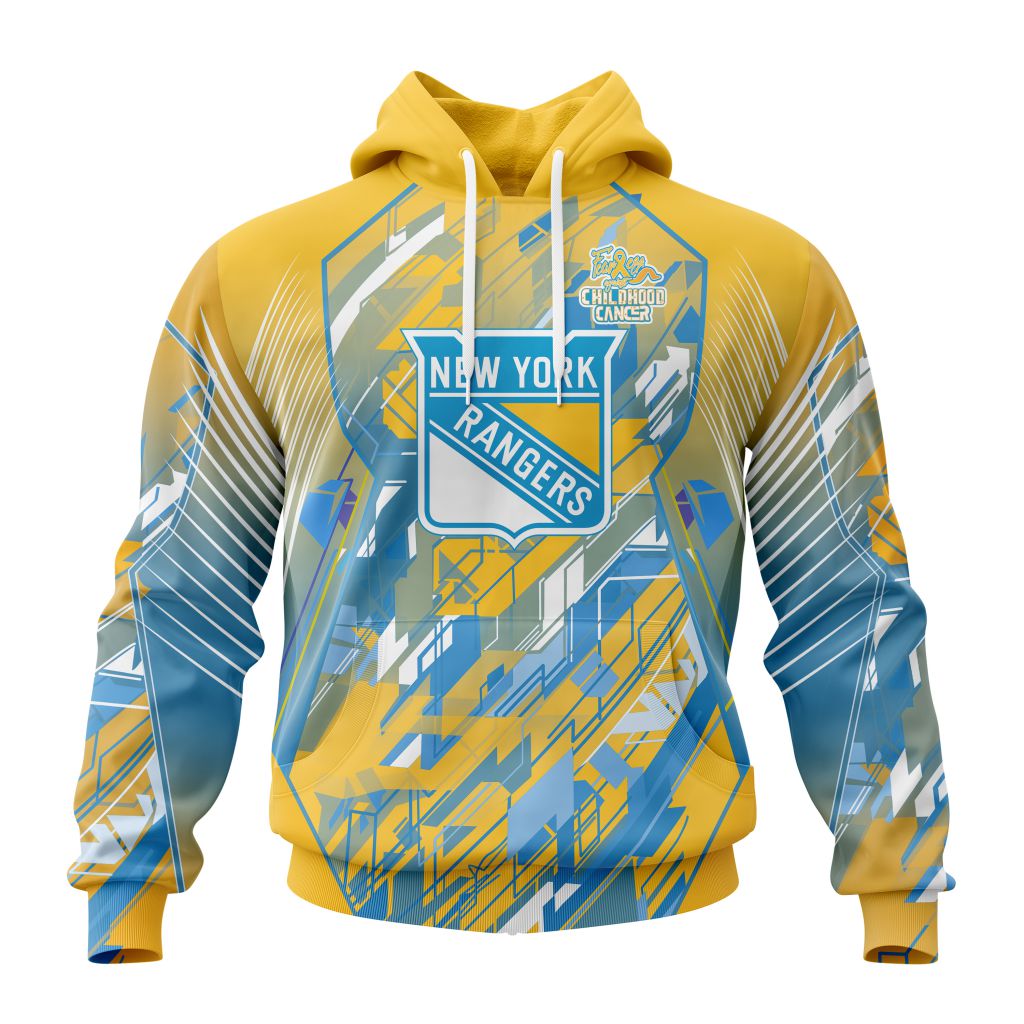 Personalized Nhl New York Rangers Fearless Against Childhood Cancers Pullover Hoodie