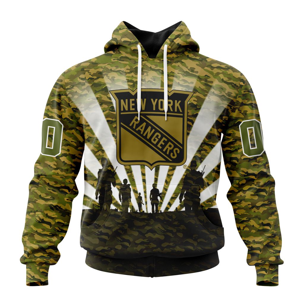 Personalized Nhl New York Rangers Military Camo Kits For Veterans Day And Rememberance Day Pullover Hoodie