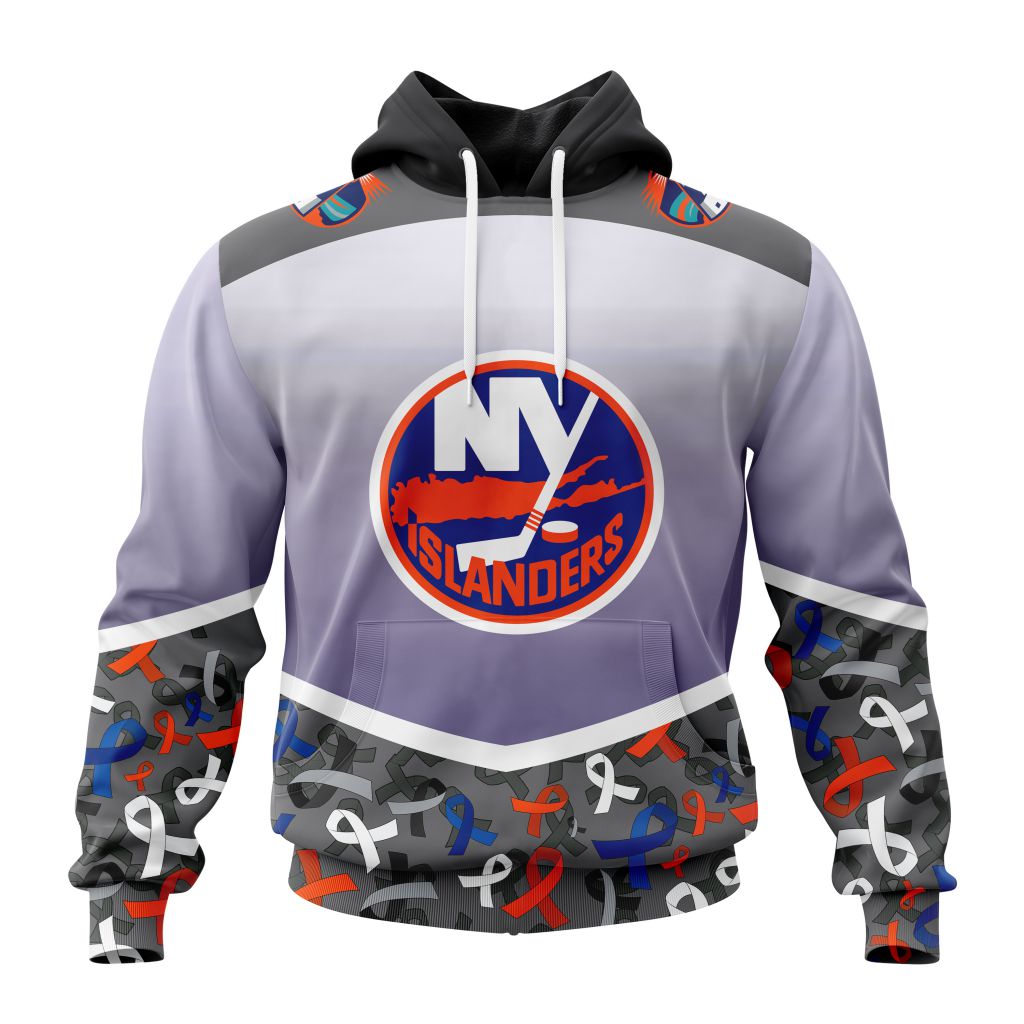Personalized Nhl New York Islanders Specialized Sport Fights Again All Cancer Pullover Hoodie