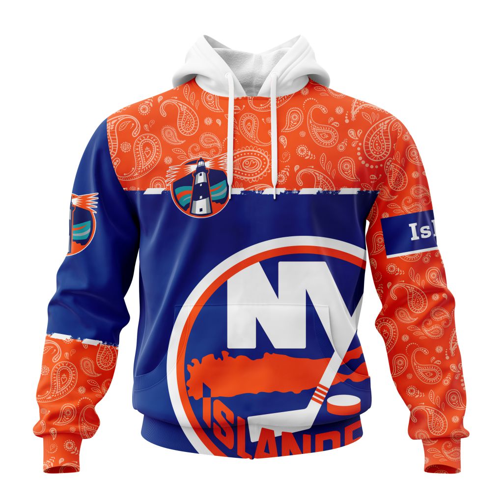Personalized Nhl New York Islanders Specialized Hockey With Paisley Pullover Hoodie