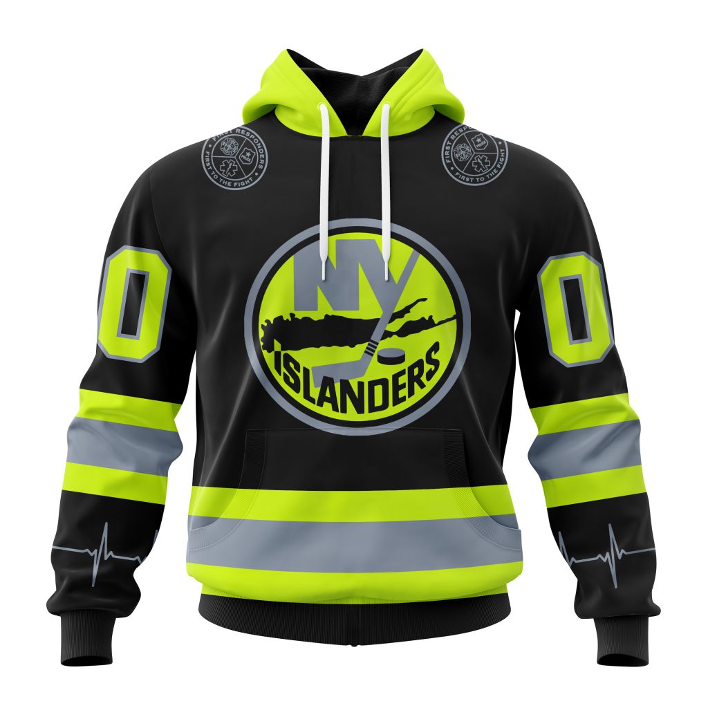 Personalized Nhl New York Islanders Specialized Kits With Firefighter Uniforms Color Pullover Hoodie
