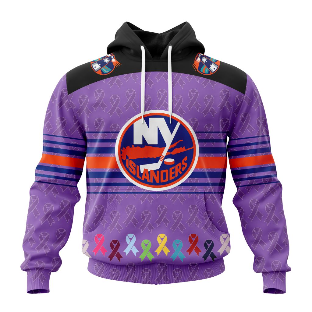 Personalized Nhl New York Islanders Specialized Design Fights Cancer Pullover Hoodie