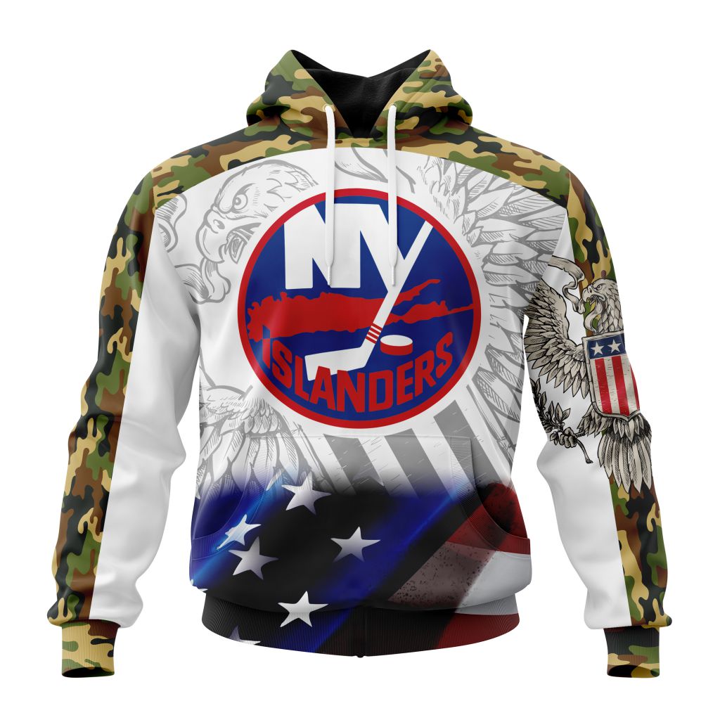 Personalized Nhl New York Islanders Specialized Design With Our America Eagle Flag Pullover Hoodie
