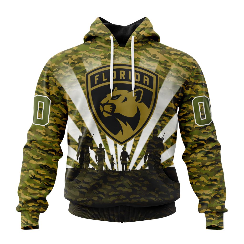 Personalized Nhl Florida Panthers Military Camo Kits For Veterans Day And Rememberance Day Pullover Hoodie