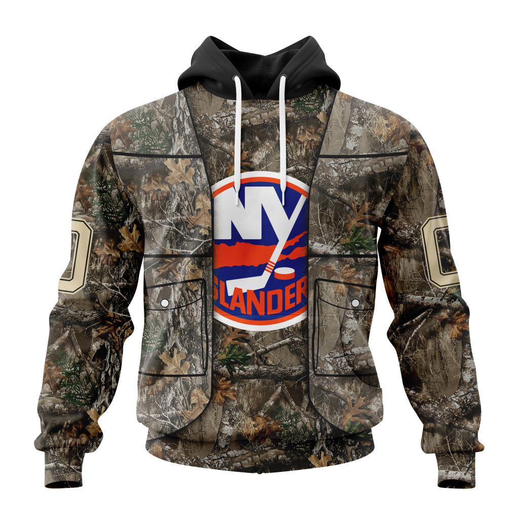 Personalized Nhl New York Islanders Vest Kits With Realtree Camo Pullover Hoodie