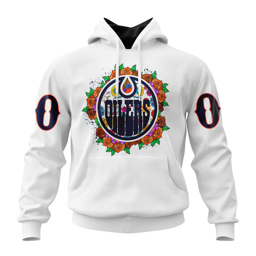 Personalized Nhl Edmonton Oilers Specialized Dia De Muertos Pullover Hoodie
