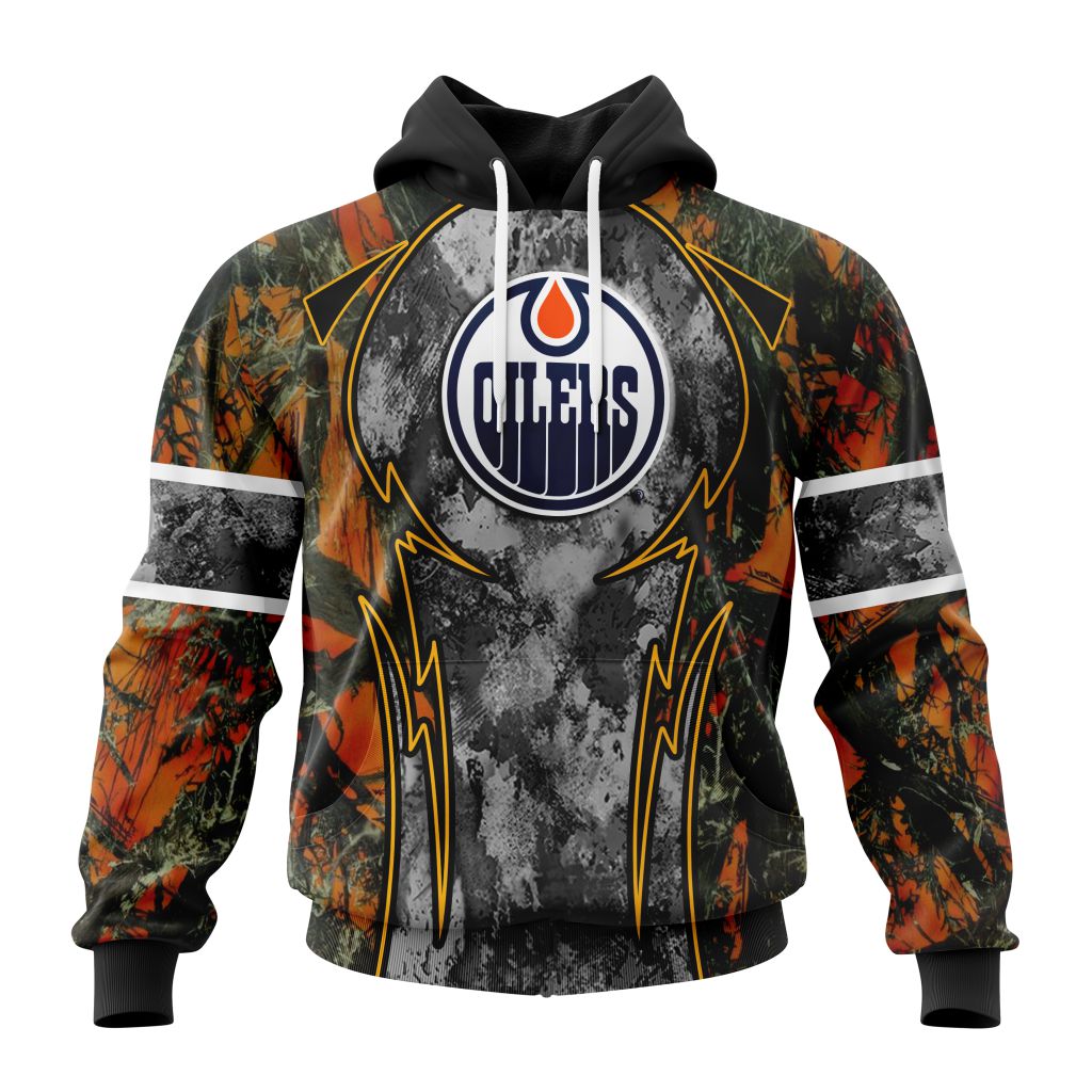 Personalized Nhl Edmonton Oilers With Camo Concepts For Hungting In Forest Pullover Hoodie