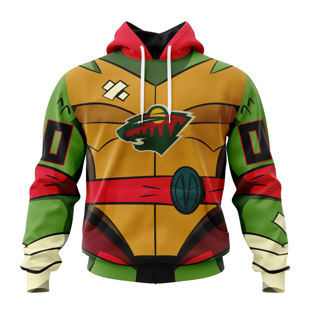 Personalized Nhl Minnesota Wild Teenage Mutant Ninja Turtles Design Pullover Hoodie