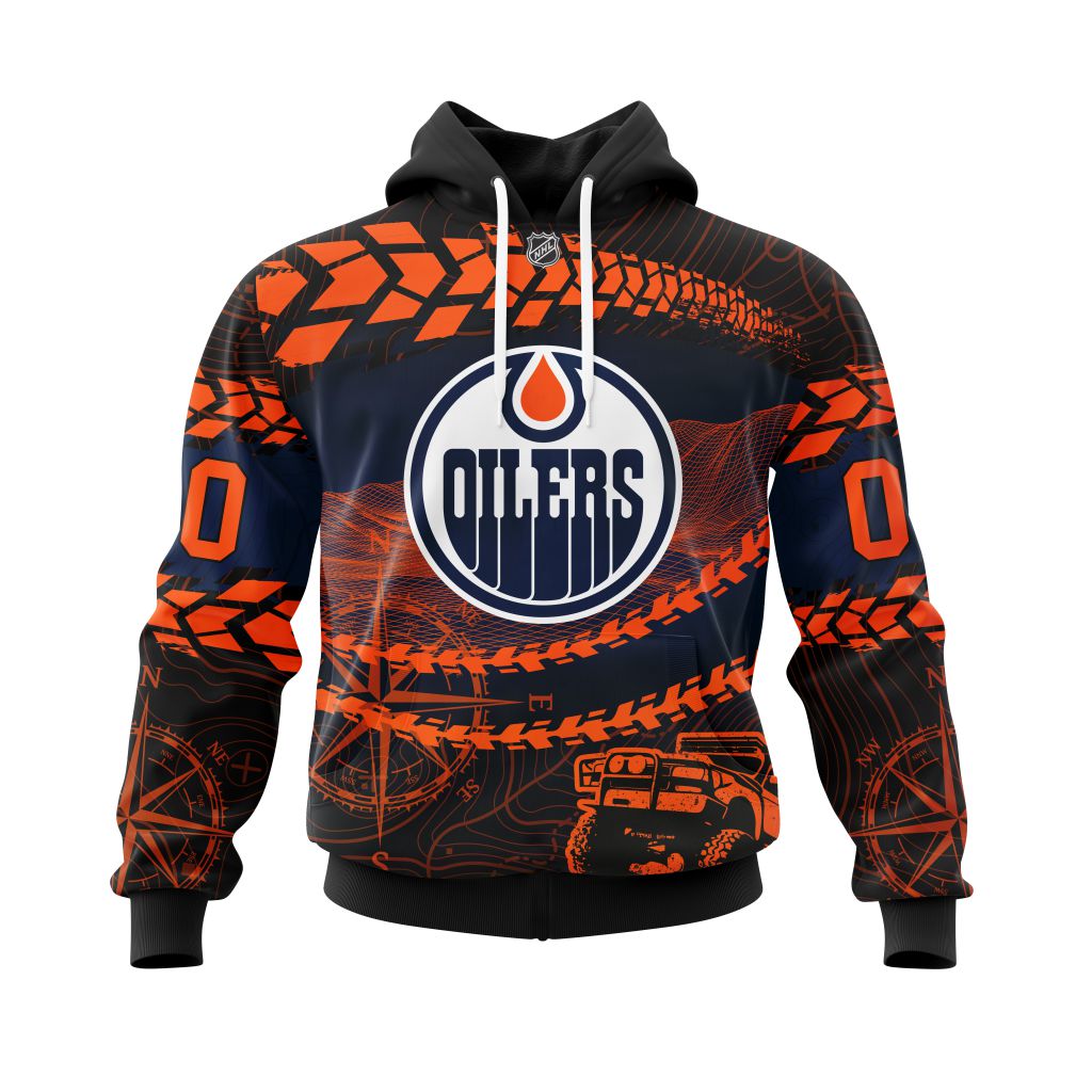 Personalized Nhl Edmonton Oilers Specialized Off Road Style Pullover Hoodie