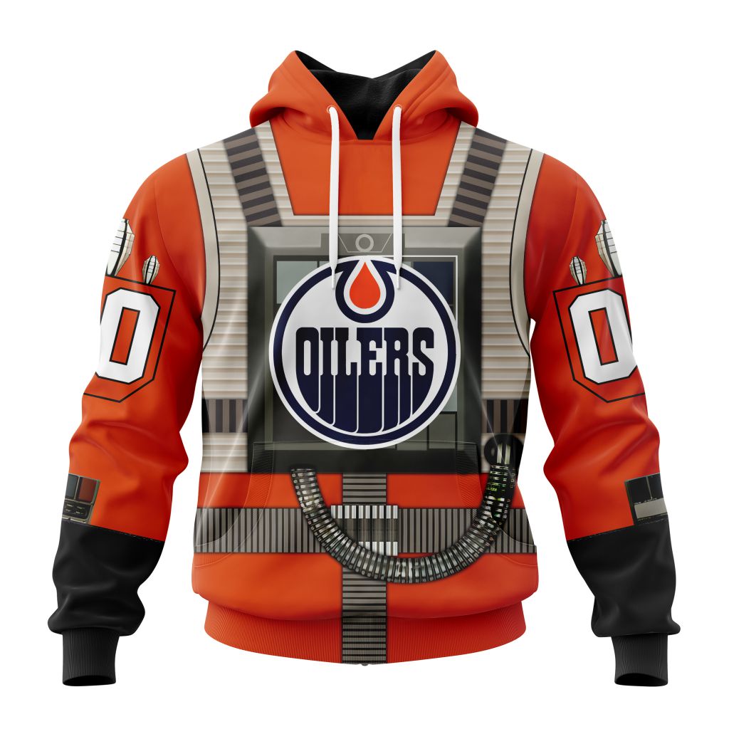 Personalized Nhl Edmonton Oilers Star Wars Rebel Pilot Design Pullover Hoodie