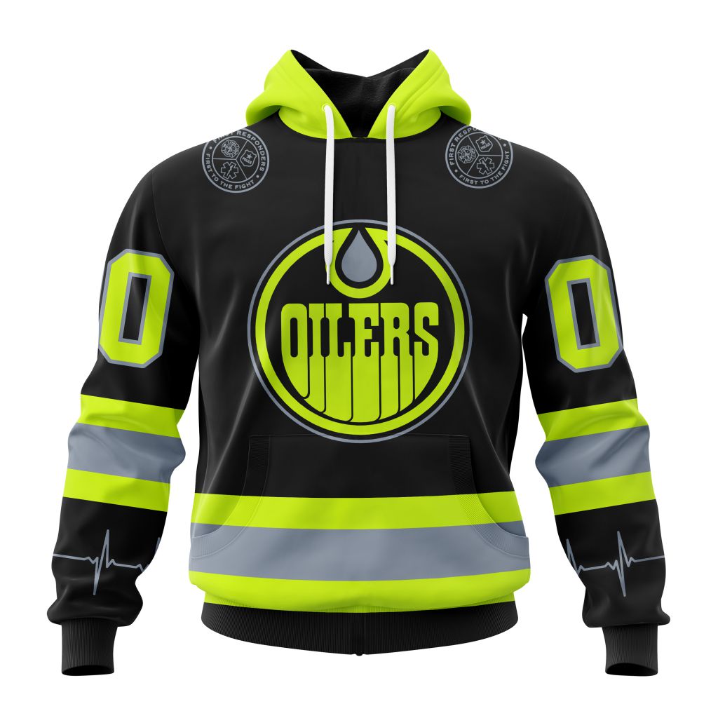 Personalized Nhl Edmonton Oilers Specialized Kits With Firefighter Uniforms Color Pullover Hoodie