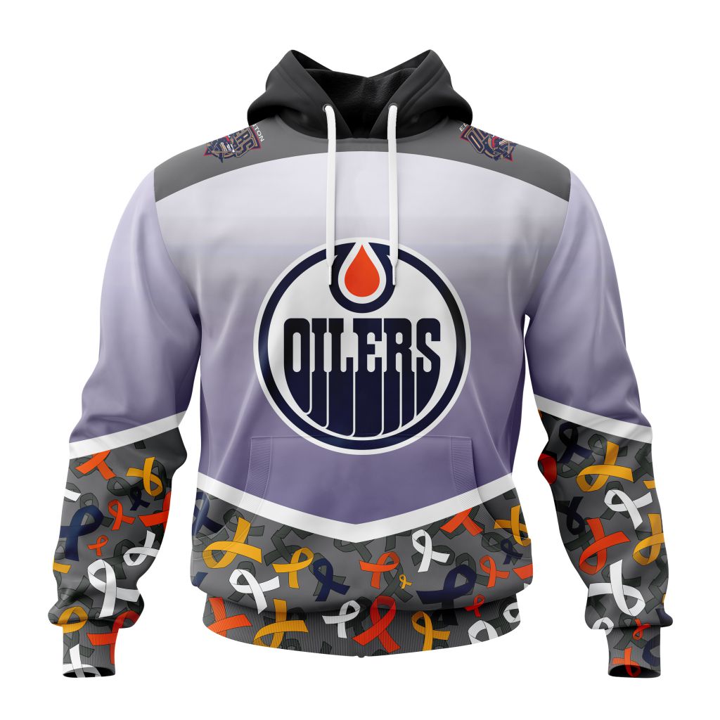 Personalized Nhl Edmonton Oilers Specialized Sport Fights Again All Cancer Pullover Hoodie