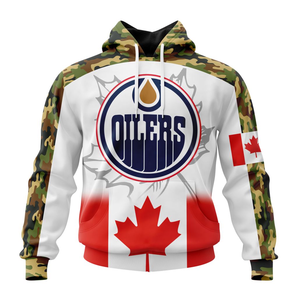 Personalized Nhl Edmonton Oilers Specialized Design With Our Canada Flag Pullover Hoodie