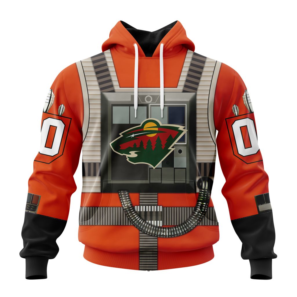 Personalized Nhl Minnesota Wild Star Wars Rebel Pilot Design Pullover Hoodie