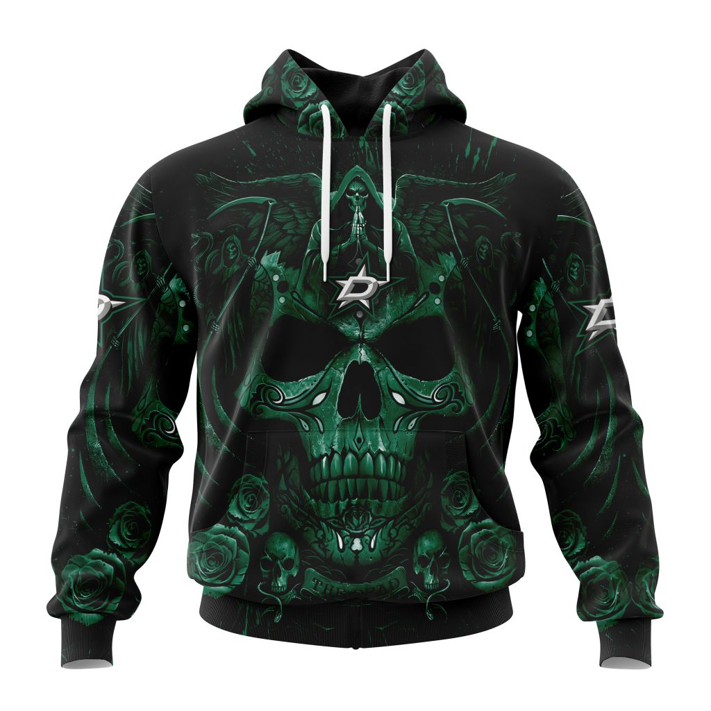 Personalized Nhl Dallas Stars Special Design With Skull Art Pullover Hoodie