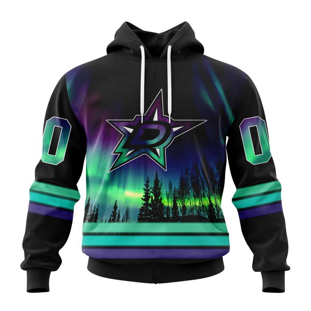 Personalized Nhl Dallas Stars Special Design With Northern Lights Pullover Hoodie