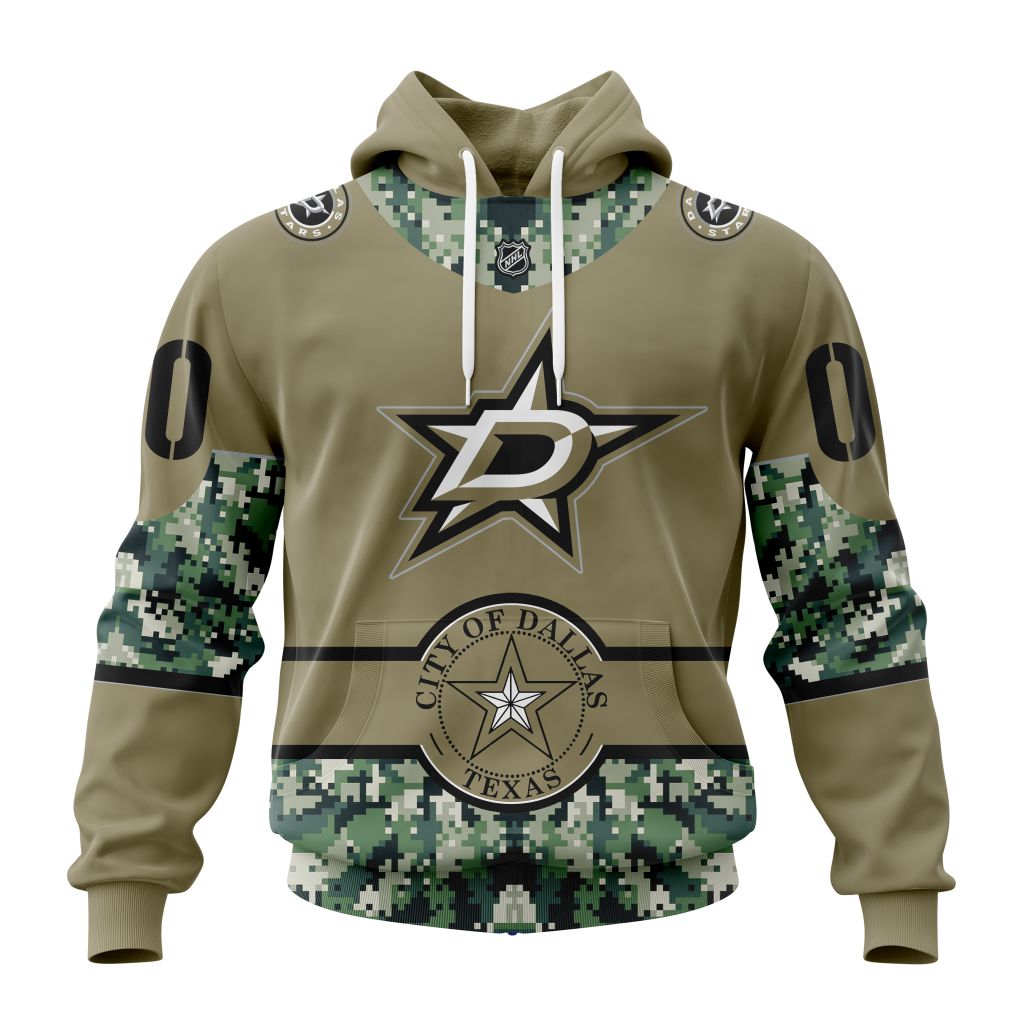 Personalized Nhl Dallas Stars Military Camo With City Or State Flag Pullover Hoodie