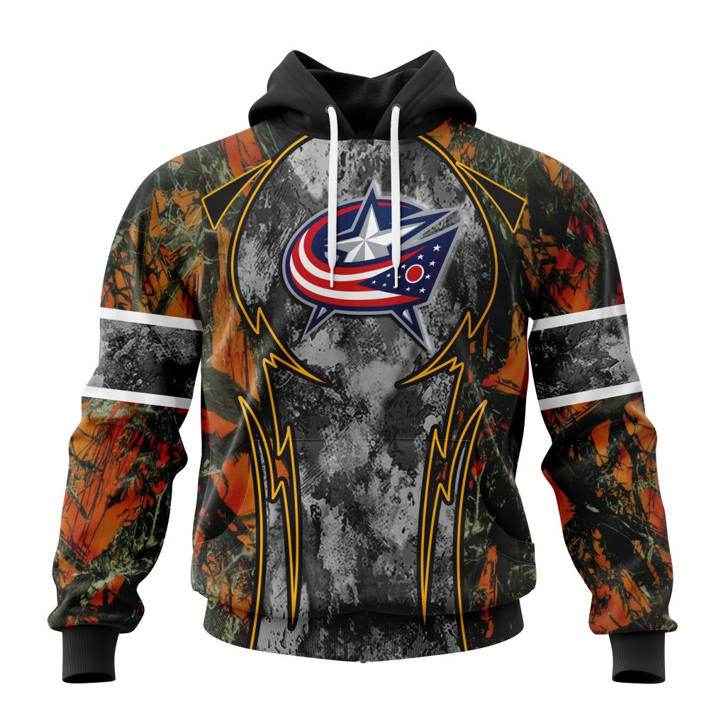 Personalized Nhl Columbus Blue Jackets With Camo Concepts For Hungting In Forest Pullover Hoodie