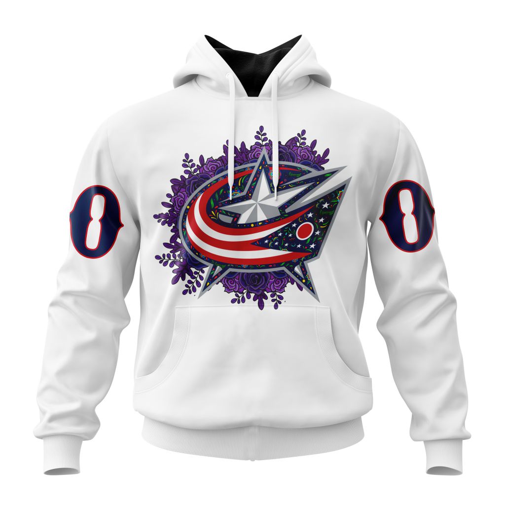 Personalized Nhl Columbus Blue Jackets Specialized Dia De Muertos Pullover Hoodie