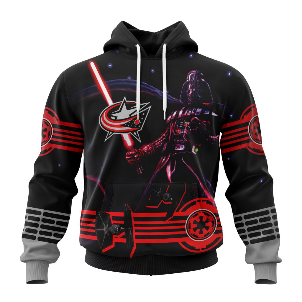 Personalized Nhl Columbus Blue Jackets Specialized Darth Vader Version Jersey Pullover Hoodie