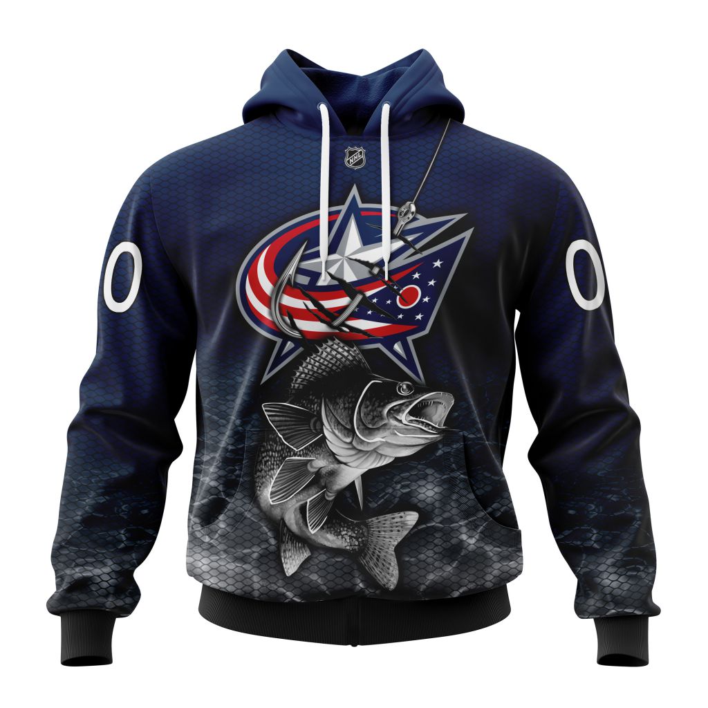 Personalized Nhl Columbus Blue Jackets Specialized Fishing Style Pullover Hoodie